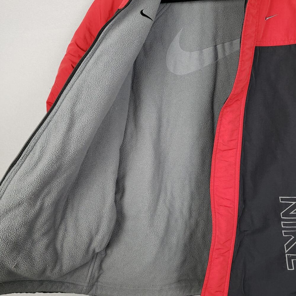 Vintage Nike Youth Size L Reversible Jacket Black Red Colorblock Sporty Winter - Picture 6 of 9